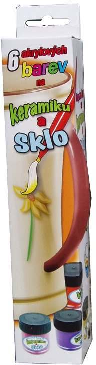 Barvy na keramiku a sklo 5 odstínů, 12ml + kontura 5ml + štěteček