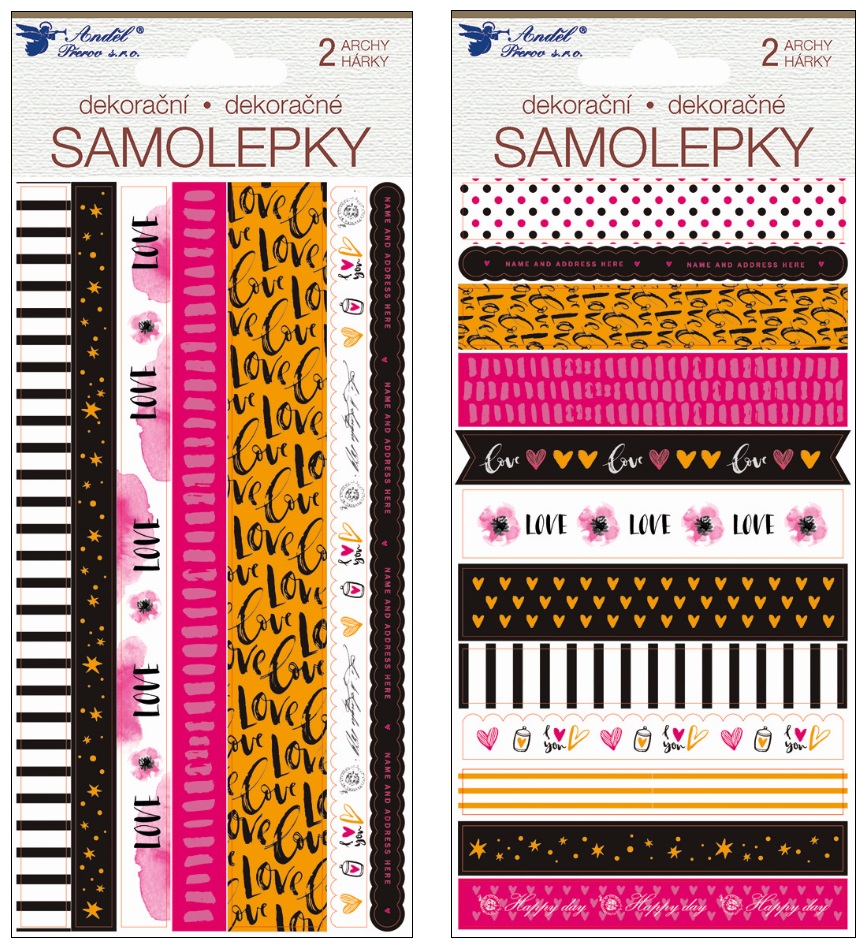 Samolepky Washi pásky s ražbou 2 archy, 17 x 9 cm III