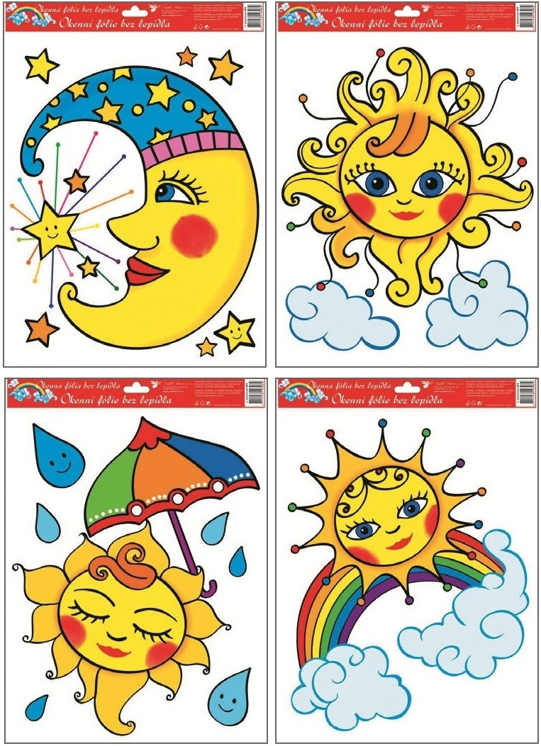 Okenní folie 4 sluníčka 42x30cm