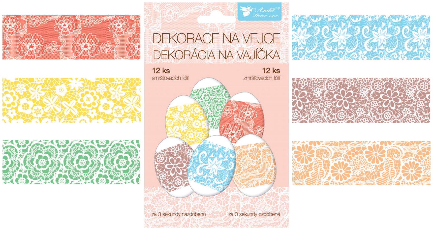 Velikonoční smršťovací dekorace /12 ks, Krajka