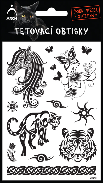 Fotografie Černé tetovací obtisky - Hlava koně