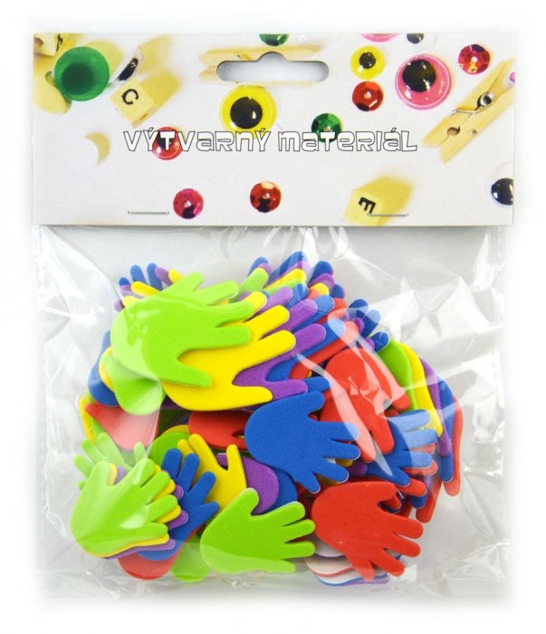 Fotografie Y-Pěnové ručičky- samolepící - mix barev a velikostí 60ks