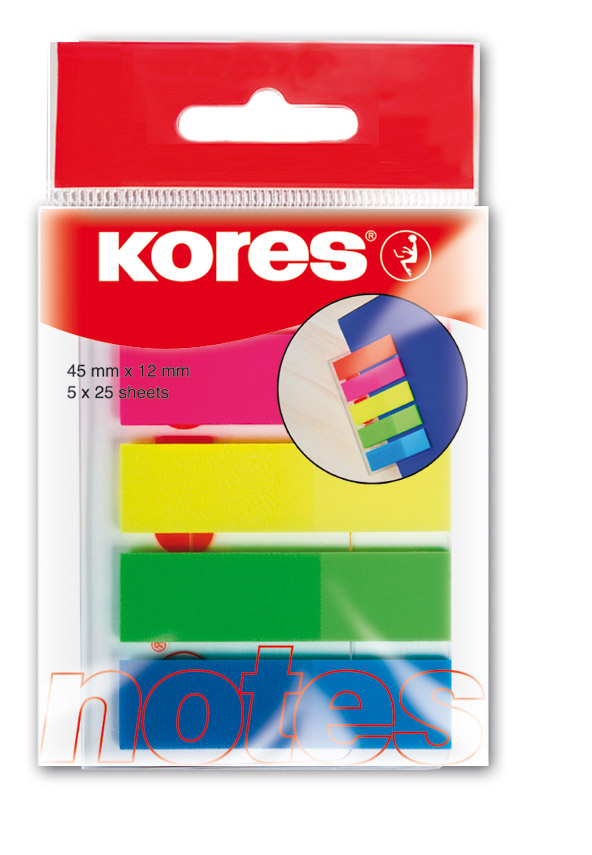 Plastové záložky Index Strips 45x12 mm / 5 barev