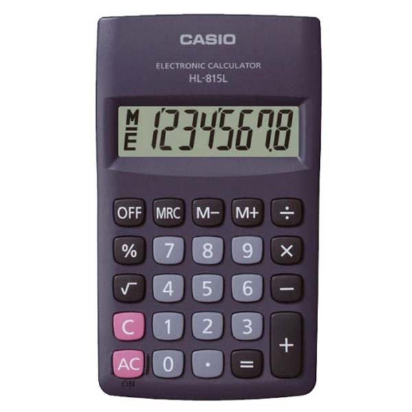 Fotografie CASIO kalkulačka HL 815L BK, černá, kapesní, osmimístná Casio