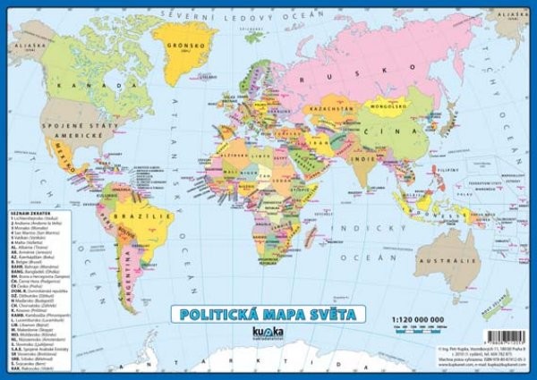 Fotografie Politická mapa světa A4