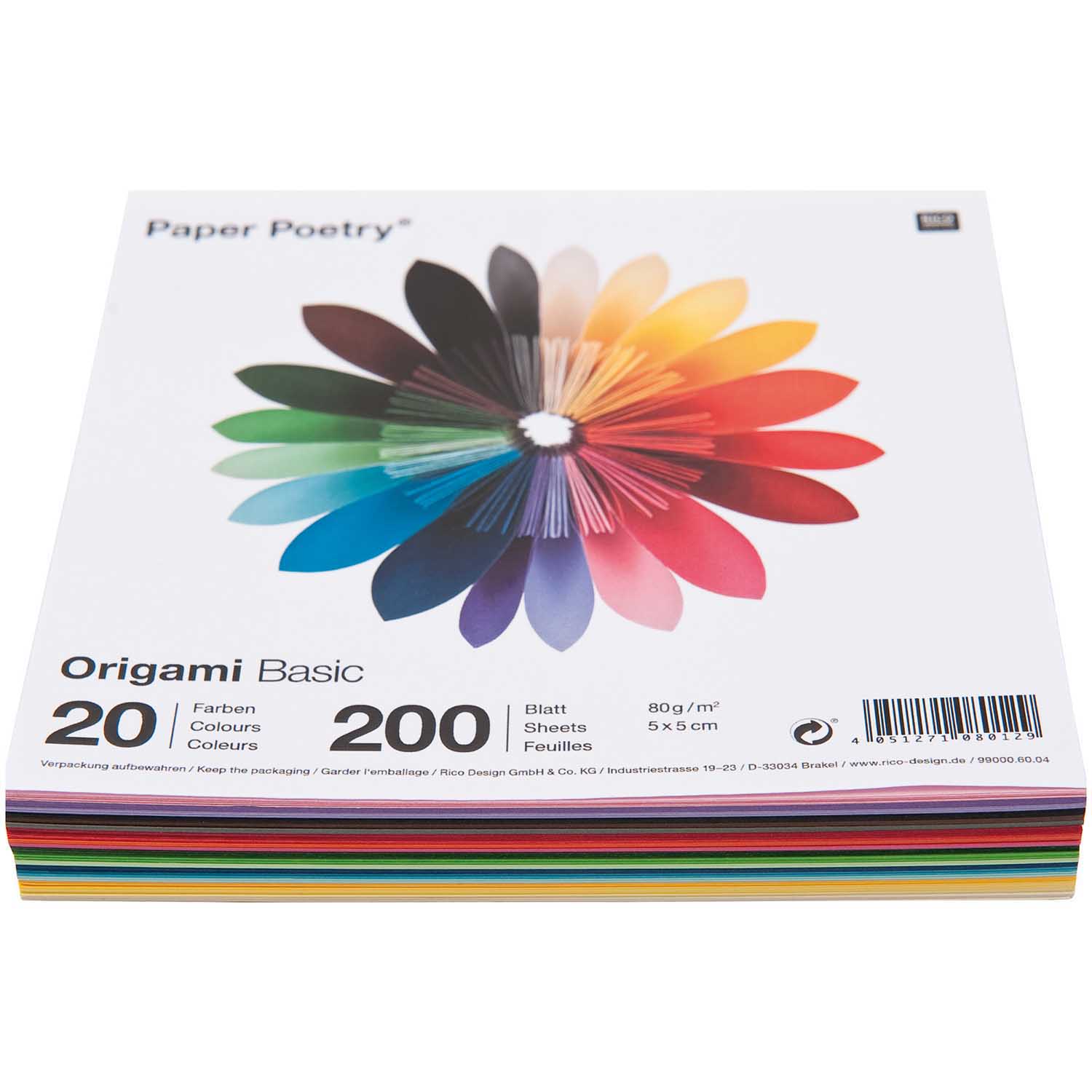 Fotografie Origami basic, 5x5cm, mix 200ks, 20 barev
