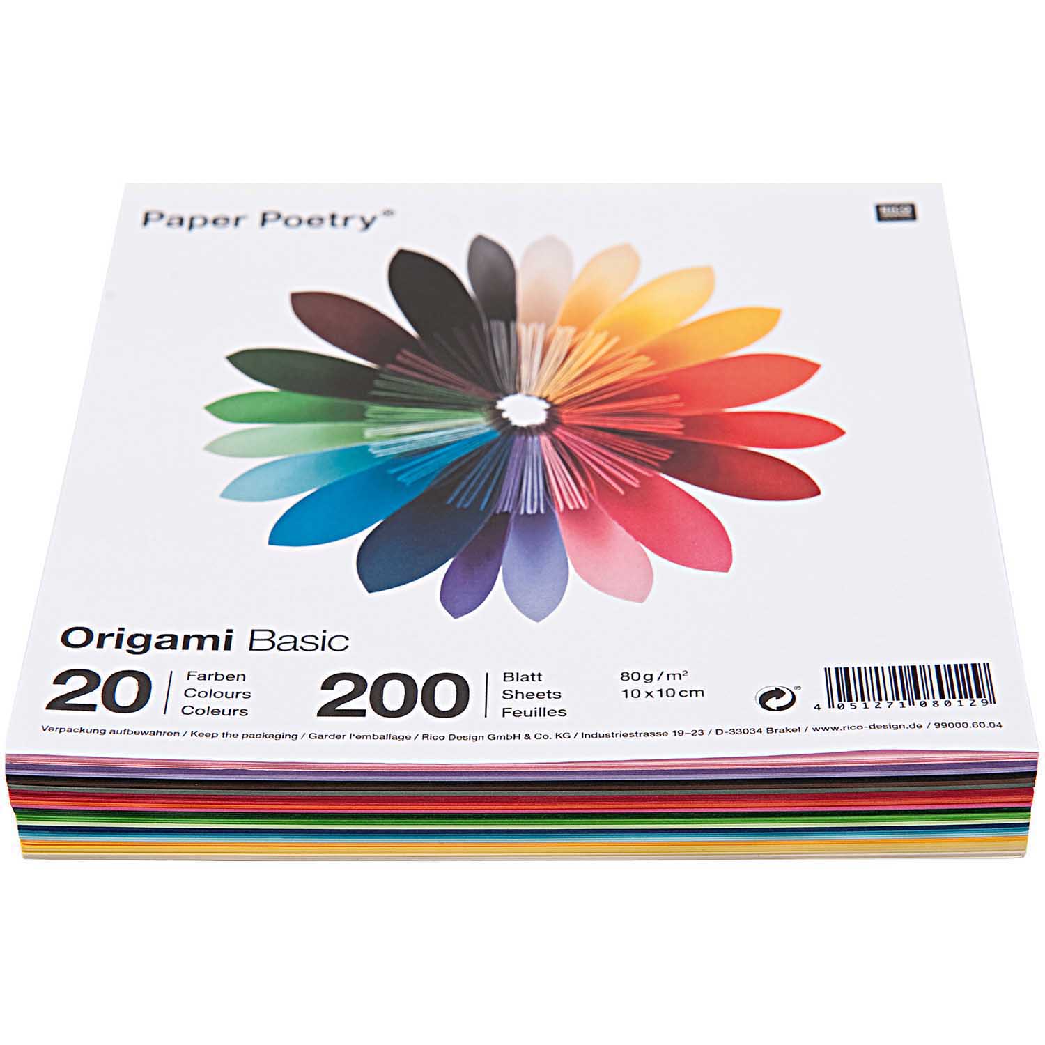 Origami basic, 10x10cm, mix200ks, 20 barev