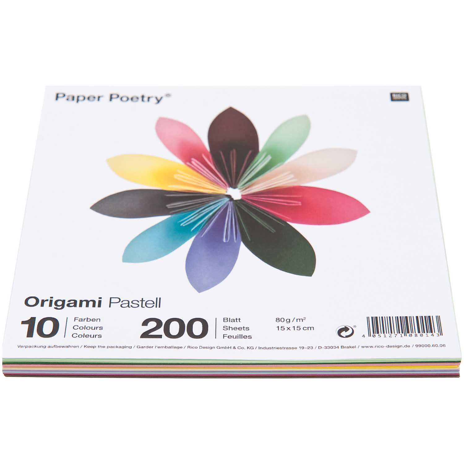 Fotografie Origami pastel, 15x15cm, mix 200ks, 10 barev
