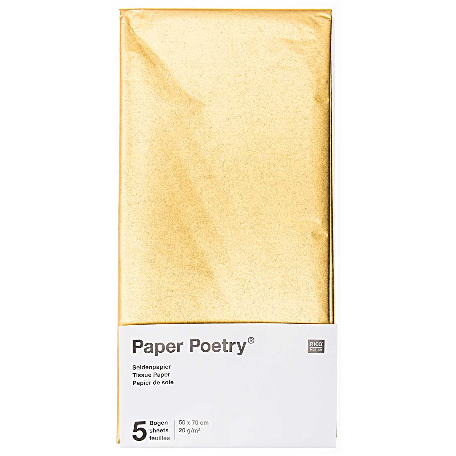 Hedvábný papír 50x70cm, 5ks, zlatý
