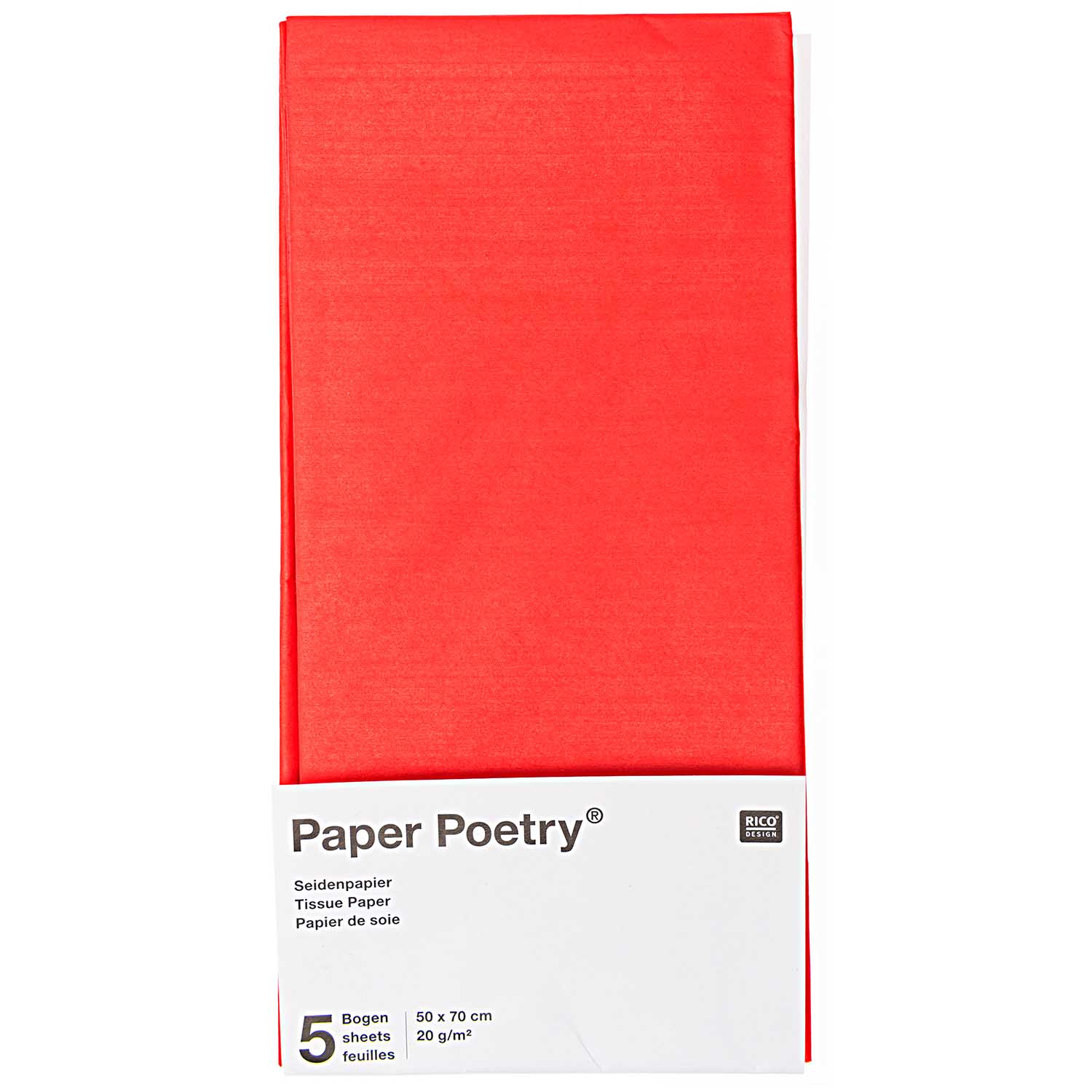 Hedvábný papír 50x70cm, 5ks, červený