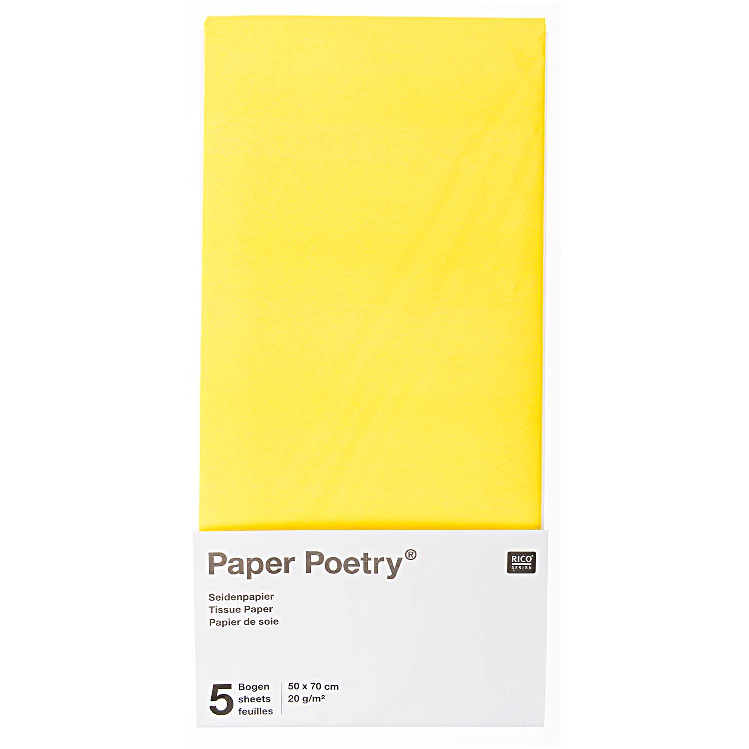 Hedvábný papír 50x70cm, 5ks, žlutý