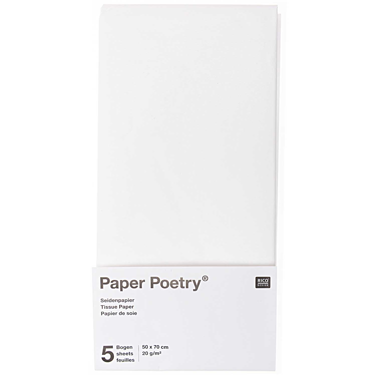 Hedvábný papír 50x70cm, 5ks, bílý