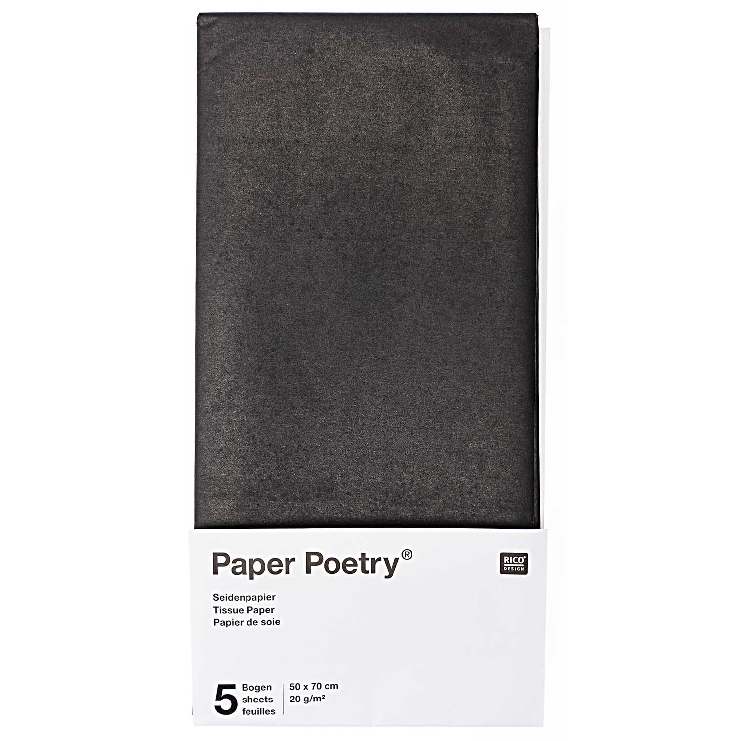 Hedvábný papír 50x70cm, 5ks, černý