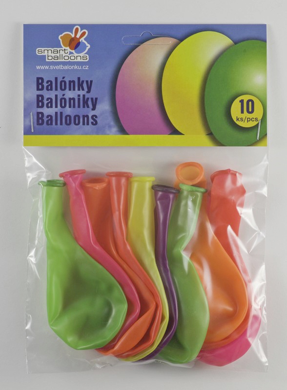 Balónek nafukovací - 10ks/26cm, mix barev NEON