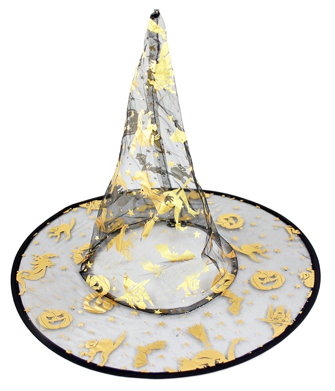 Fotografie Helloween klobouk Čarodejnice dětský síť s potiskem