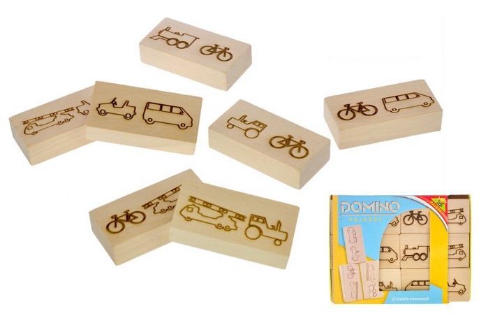 Domino dřevěné vozidlo 12 ks v krabičce