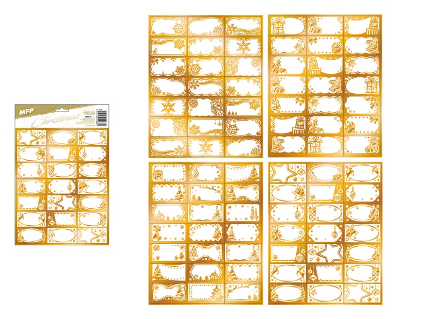 Fotografie MFP 8885875 samolepky na dárky vánoční zlaté 200x300mm/21ks