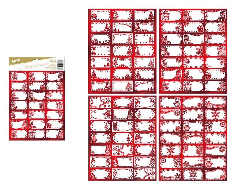 Fotografie MFP 8885876 samolepky na dárky vánoční červené 200x300mm/21ks