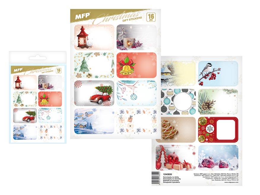 Samolepky na dárky vánoční 16ks 1240859