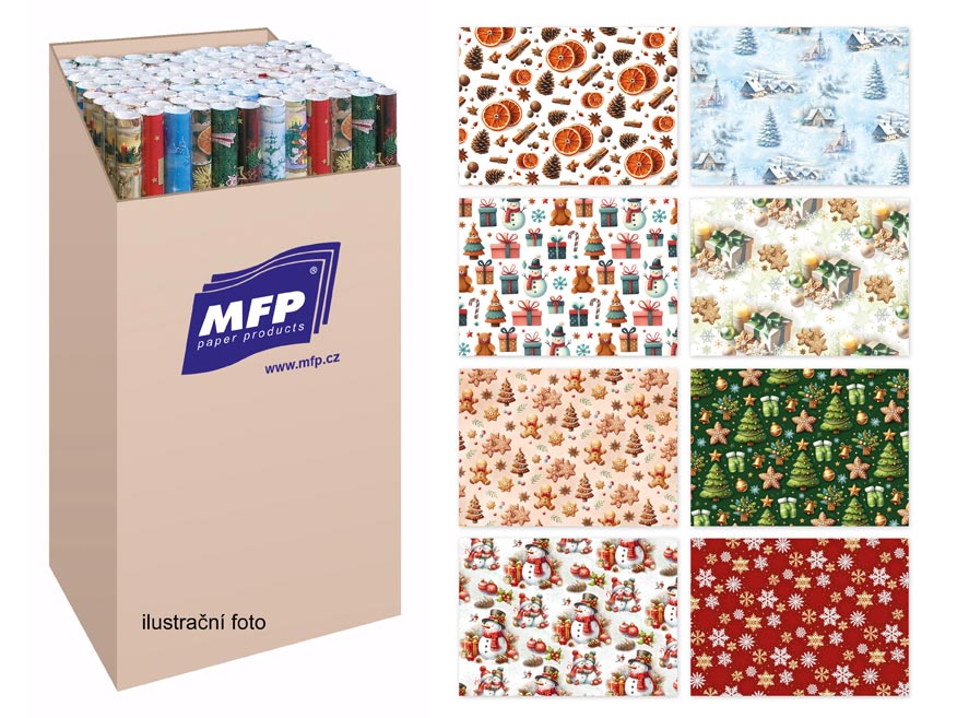 Fotografie MFP 5810686 balící papír vánoční role klasik 2x100x70 MIX