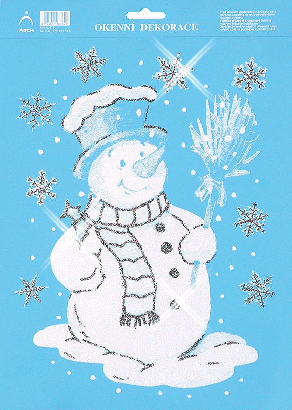 Fotografie Vánoční adhez. nálep. na okna 25x35- Malý sněhulák