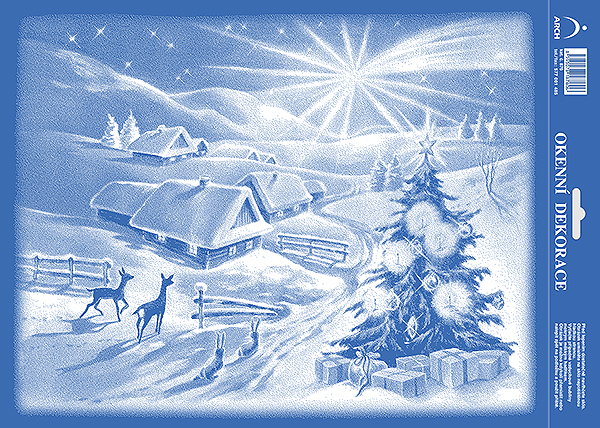 Vánoční adhez. nálepky 25x35 - Vánoční krjina 892