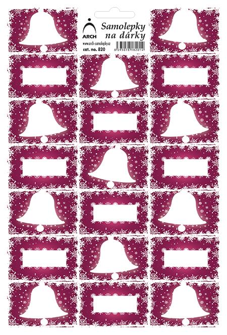 Velké vánoční samolepky na dárky - zvonky fialové