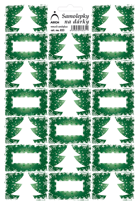 Fotografie Velké vánoční samolepky na dárky - stromky zelené