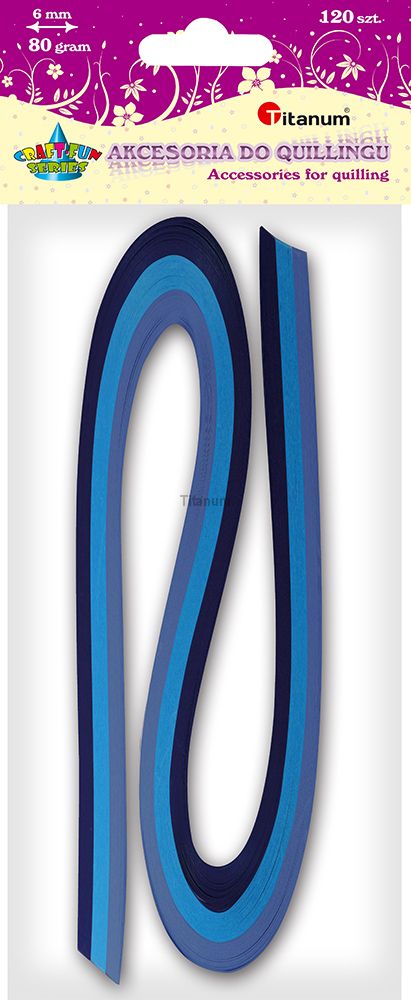Y-Proužky na quilling, modré odstíny barev, 120ks, 6 mm 