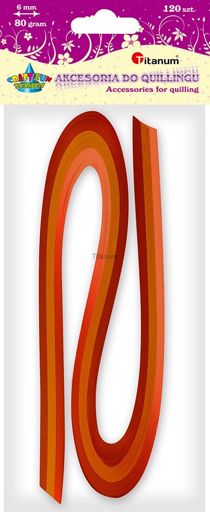 Y-Proužky na quilling, oranžové odstíny, 120ks, 6 mm