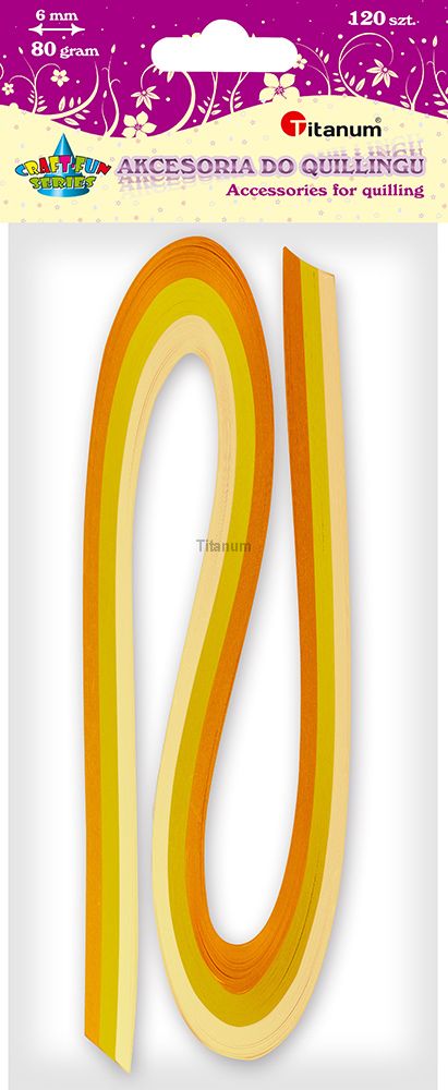 Y-Proužky na quilling, žluté odstíny, 200 ks, 6 mm