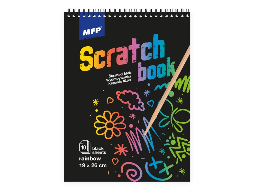Škrabací obrázek blok 26x19cm 10l černý/duha 1032116