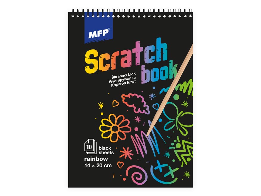 Škrabací obrázek blok 20x14cm 10l černý/duha 1032117