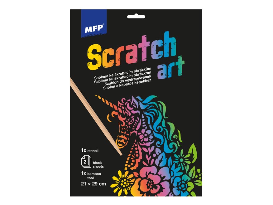 Škrabací obrázek šablona A4 Unicorn 21x29cm + 2 listy 1032220