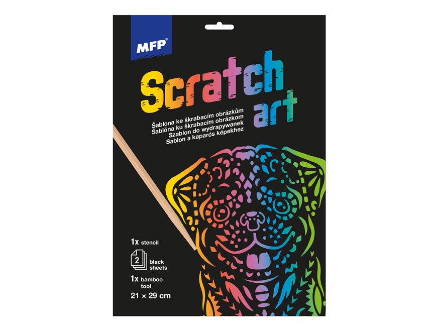 Škrabací obrázek šablona A4 Pes 21x29cm + 2 listy 1032221