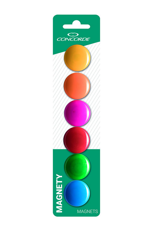 Fotografie Magnety CONCORDE barevné 30mm, 6 ks, blistr