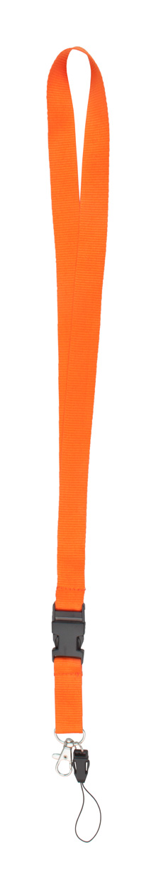 Klíčenka s karabinou a šňůrkou na mobilní telefon - oranžová