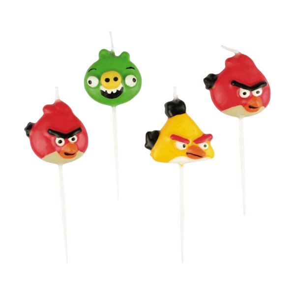 Dortové svíčky Angry birds (4ks) mix