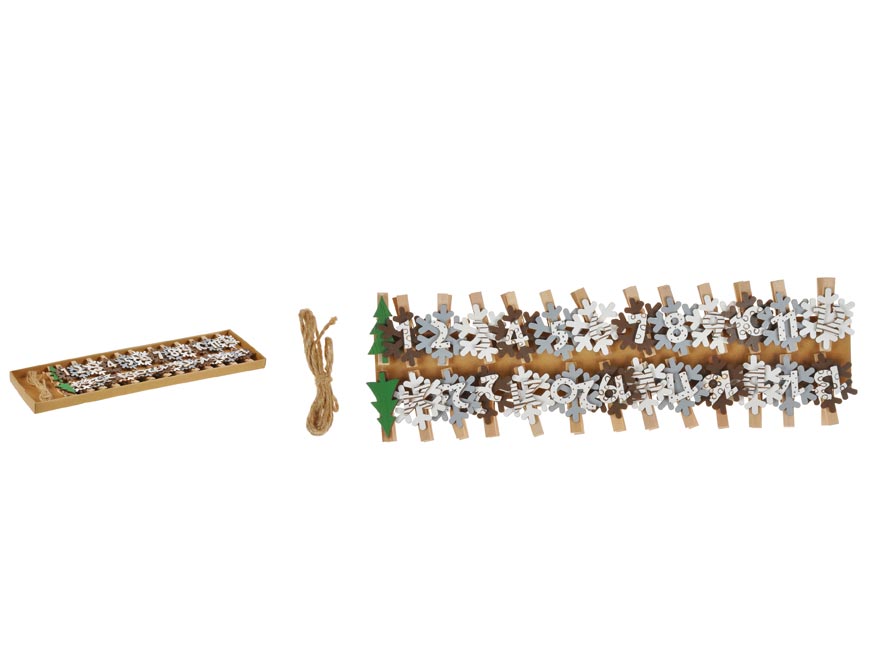 Kolíček dřevěný adventní kalendář vločky CJ-19S31A 8885975