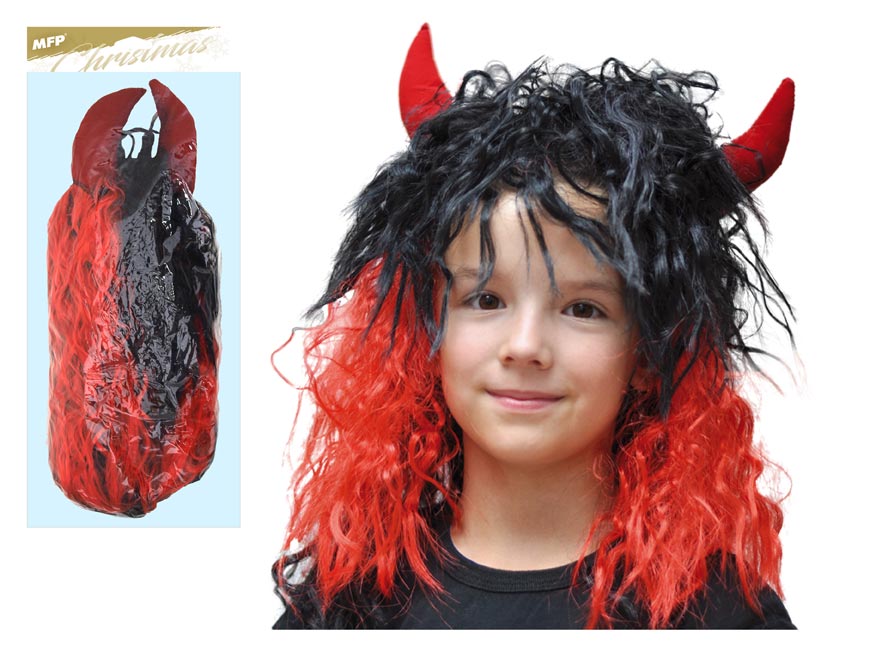Paruka čert s rohy dlouhá ME071 8881872