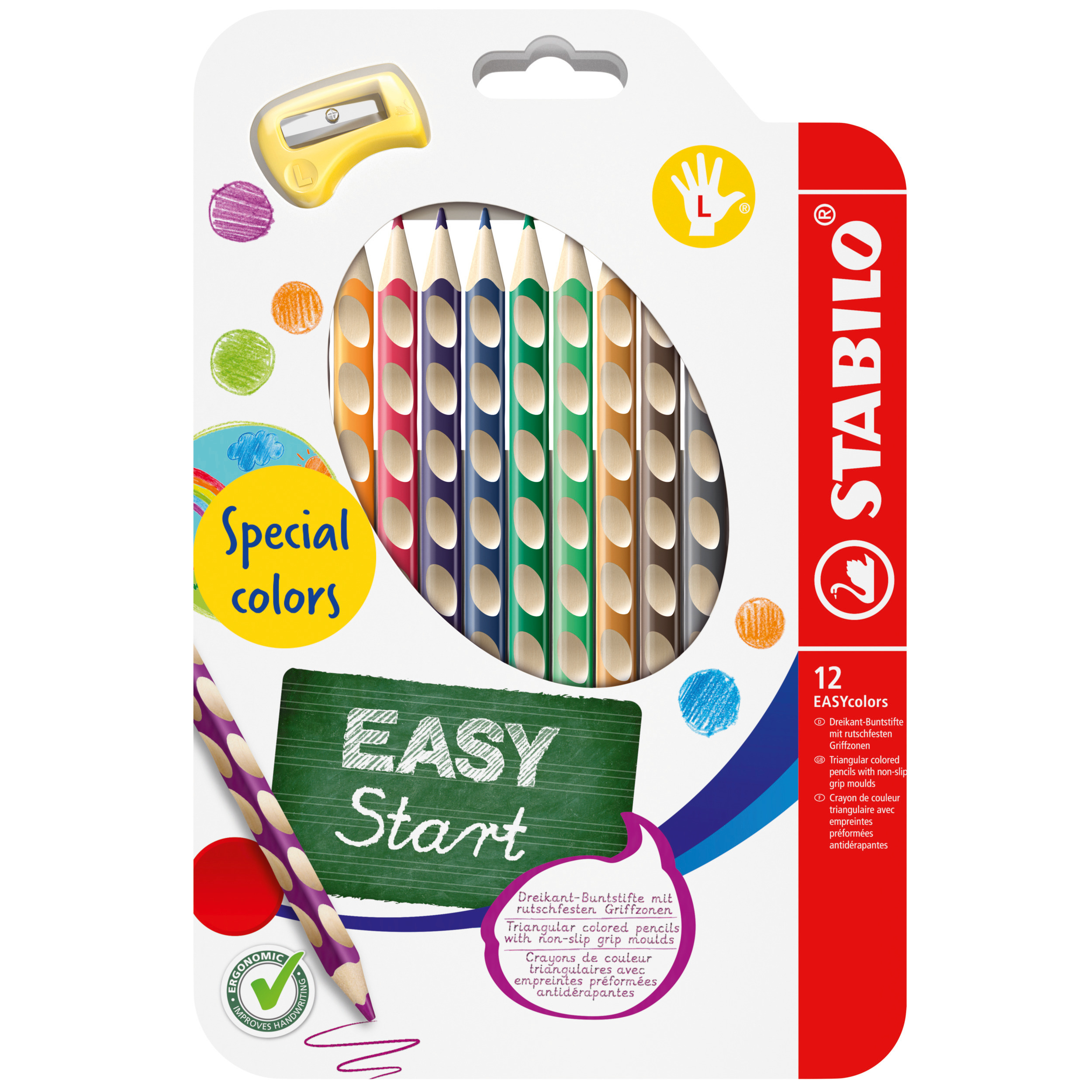 Pastelky STABILO EASY colors L 12ks s ořezávátkem NOVÉ BARVY