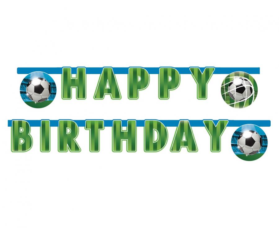 Fotografie Párty nápis Fotbal Happy Birthday 200cm