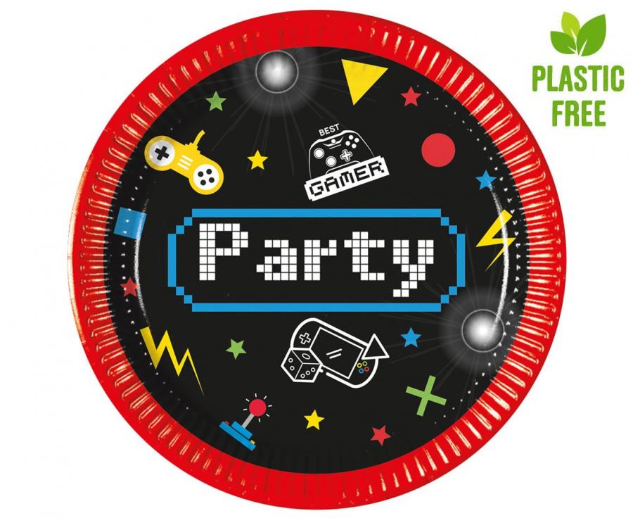 Papírové talíře Gaming Party, Next Generation, 20cm, 8 ks. (bez plastů)
