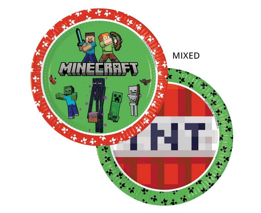 Fotografie Papírové talíře Minecraft, nová generace, 23 cm, 8 ks. (bez plastů)