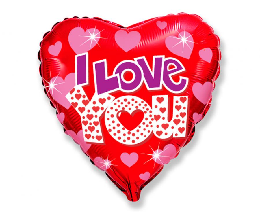 Foliový balónek 18" FX - "Miluji tě + Srdce"