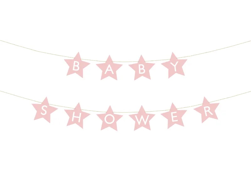 Girlanda BABY SHOWER, 290x16,5 cm, světle růžový