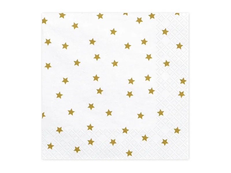 Ubrousky hvězdičky, zlaté, 33x33cm, 20ks