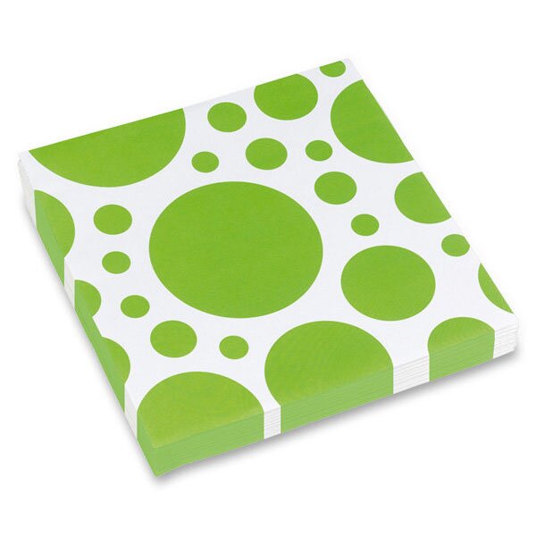 Papírové ubrousky, Solid Color Dots, zelené, 20 ks