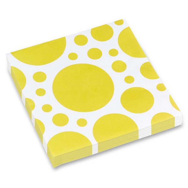 Papírové ubrousky, Solid Color Dots, žluté, 20 ks