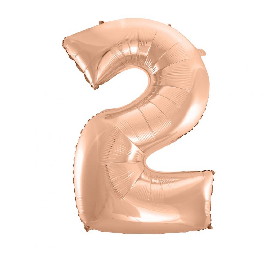 B&C Foliový balónek "Number 2", růžové zlato, 92 cm